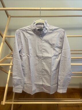J. Crew ruffle-collar shirt in lavender pinstriped cotton poplin Dress Shirt